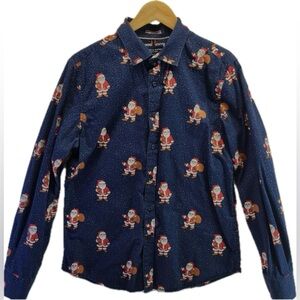 Denim & Flower Ricky Singh Men's Santa Christmas Long Sleeve Button Down Shirt M